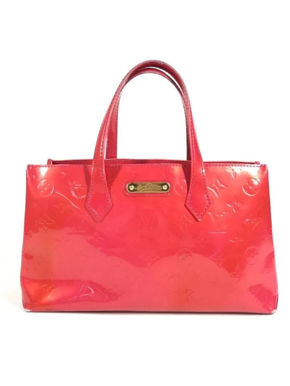 Louis Vuitton Handbag Wilshire Blue Bird Monogram Vernis Canvas Rose Pop Pink